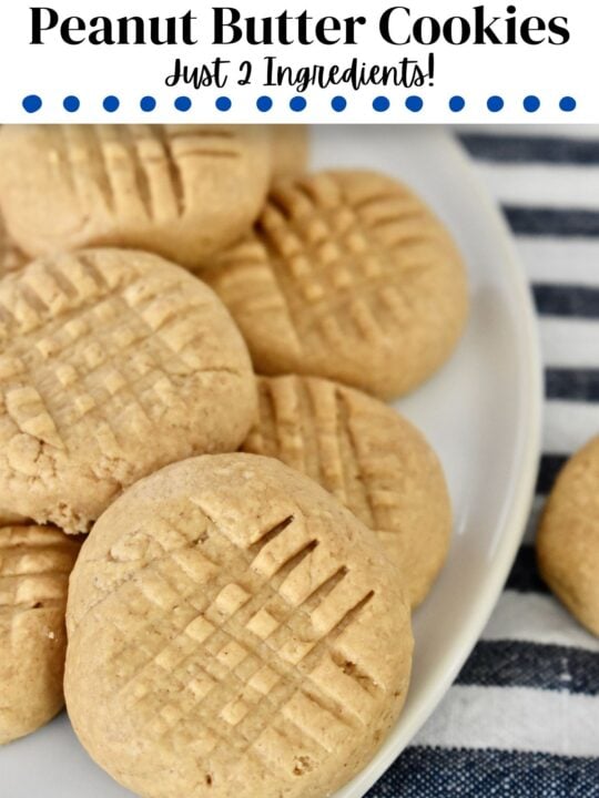 2 Ingredient peanut butter cookies without eggs.