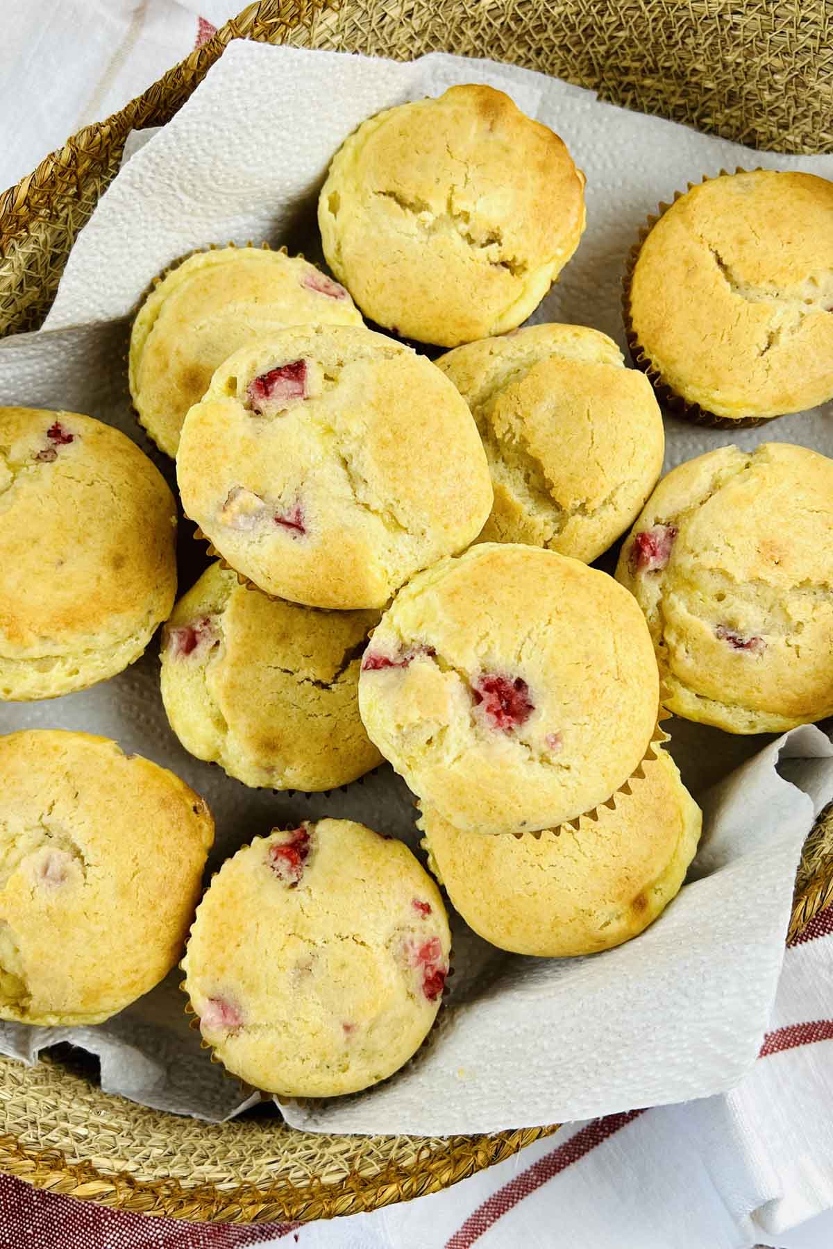 top view of muffins in a basket.