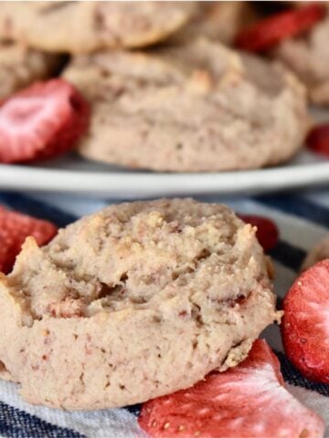 Strawberry Cheesecake Cookies with freeze dried strawberries.