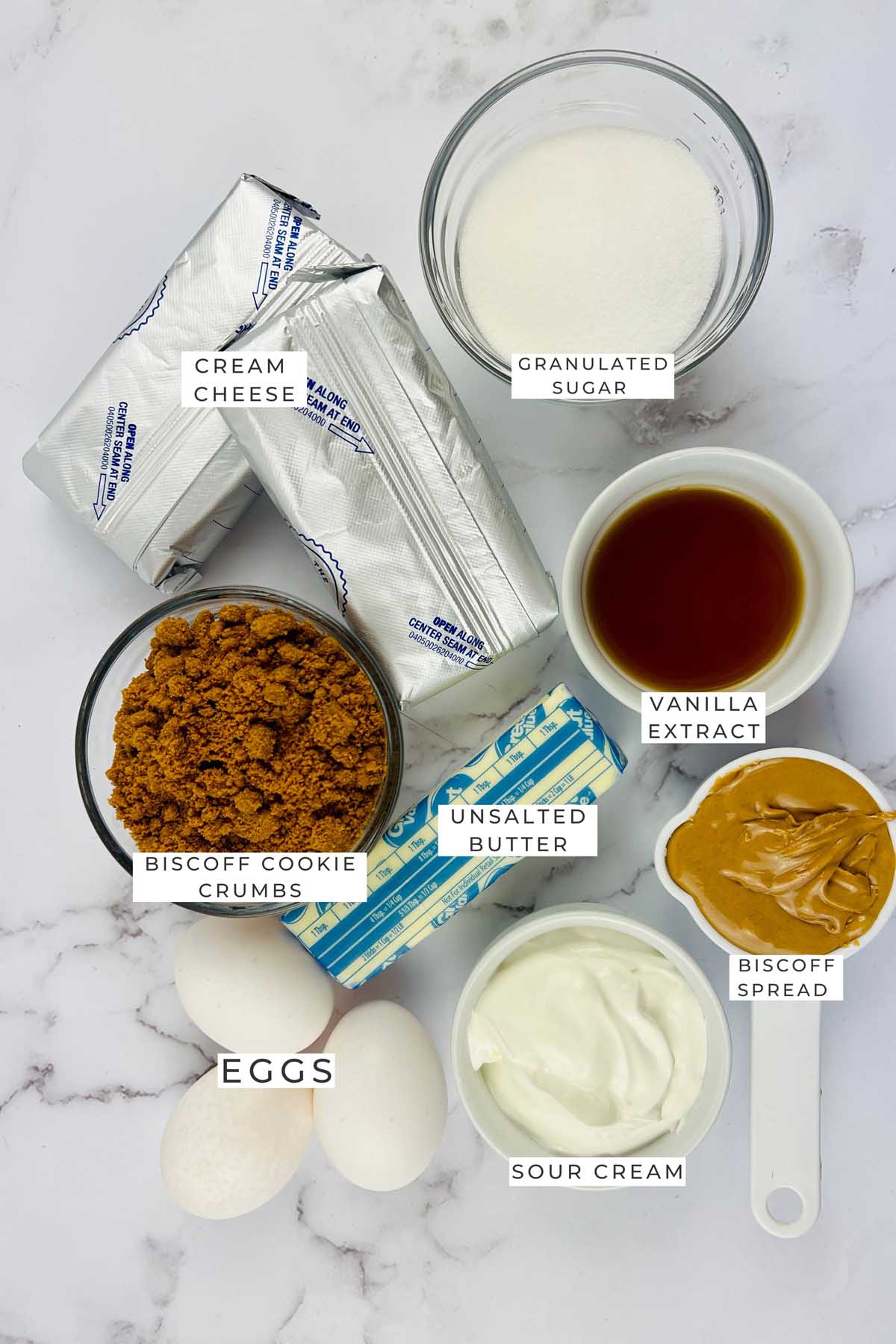 Labeled ingredients for the Biscoff bars.