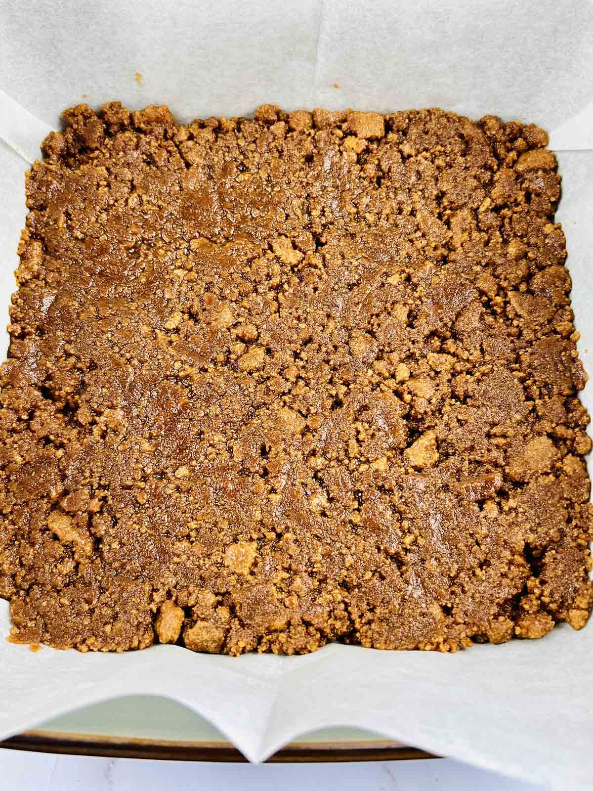 Cookie crust pressed in pan.