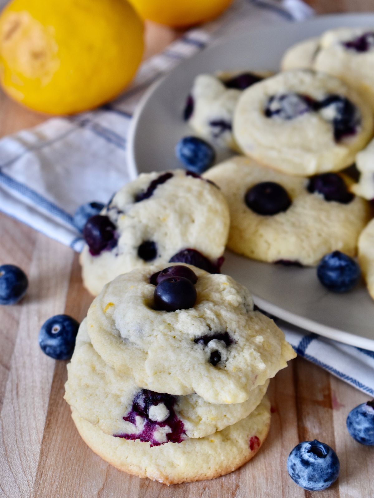 Lemon Blueberry Cookies on a plate. 