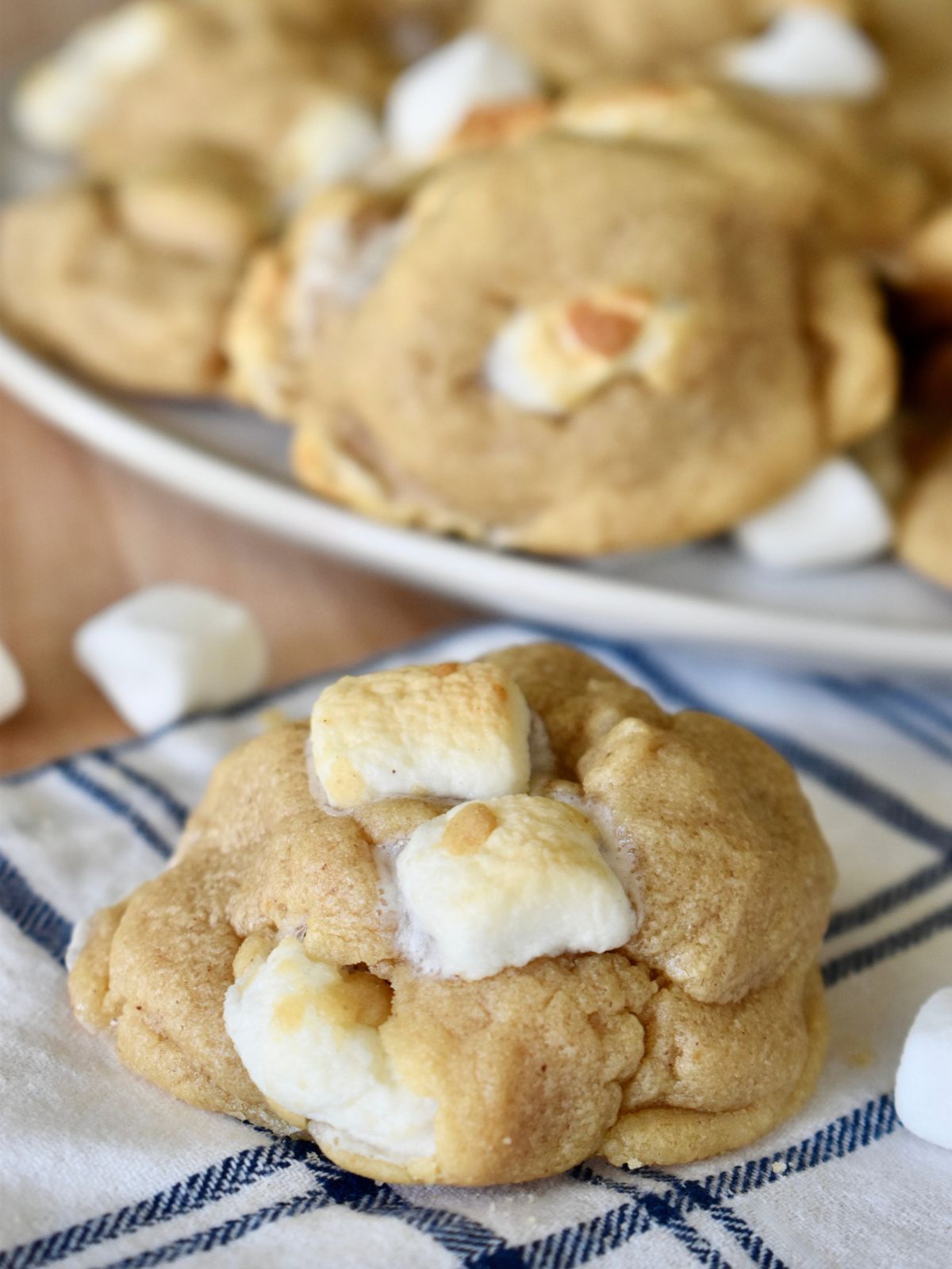Peanut Butter Marshmallow Cookies on a countertop. 