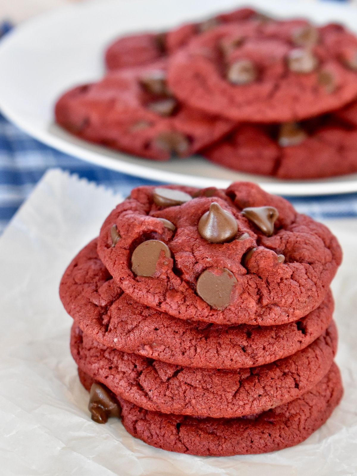 Red Velvet Cake Mix Cookies with Chocolate Chips are so easy to make with just a few ingredients! These soft cookies are sure to be a new favorite! 