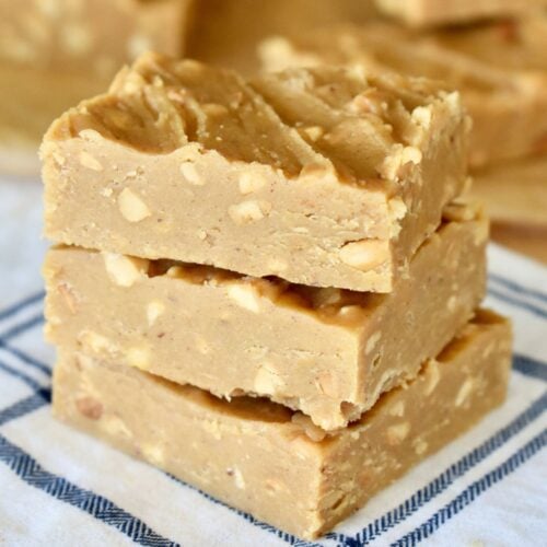 2 Ingredient Peanut Butter Fudge made with peanut butter and frosting.