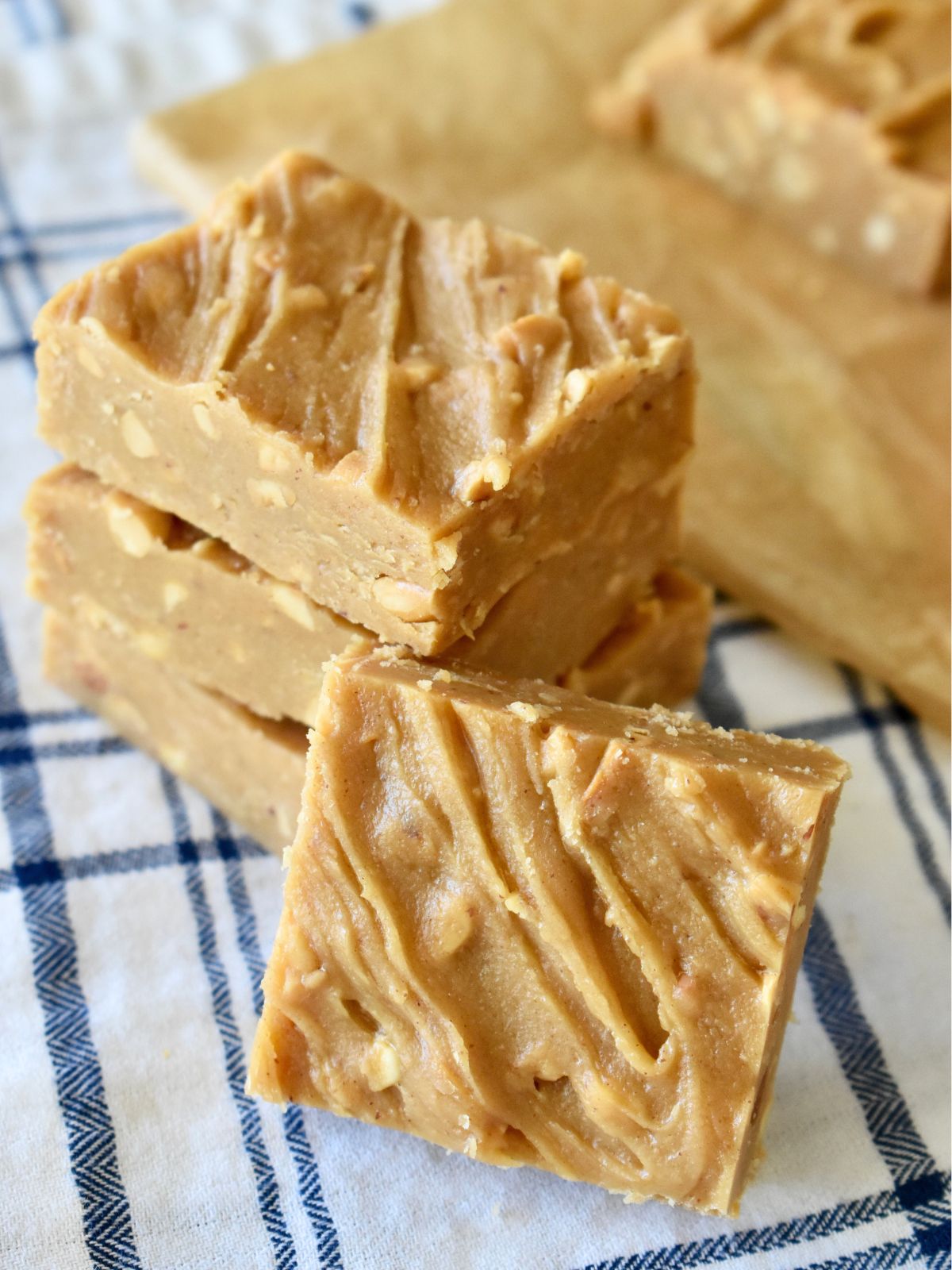 2 Ingredient Peanut Butter Fudge on a countertop. 