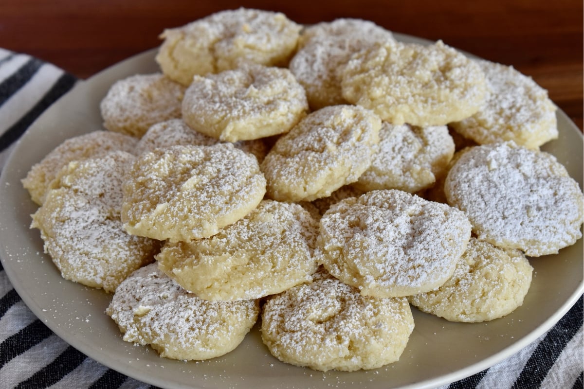 Cream Cheese Cake Mix Cookies on a plate.
