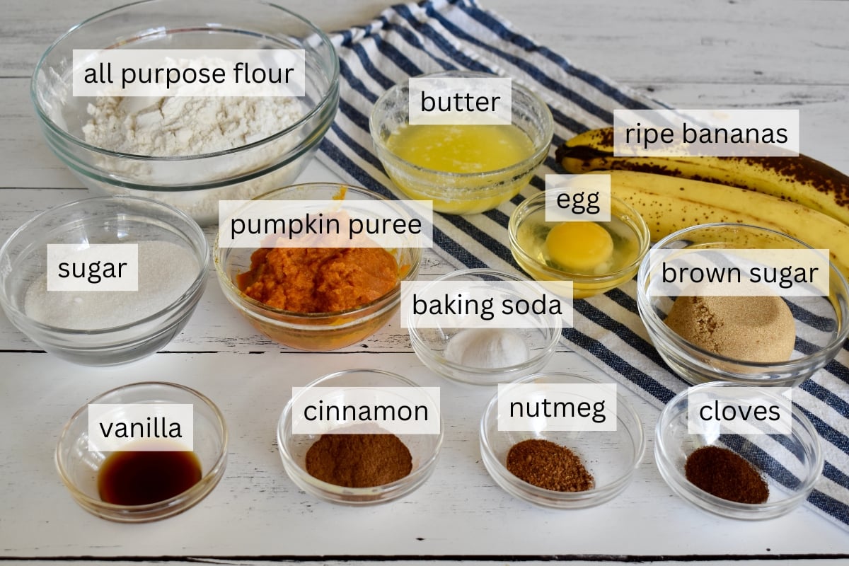 Ingredients for recipe including butter, spices, and flour.